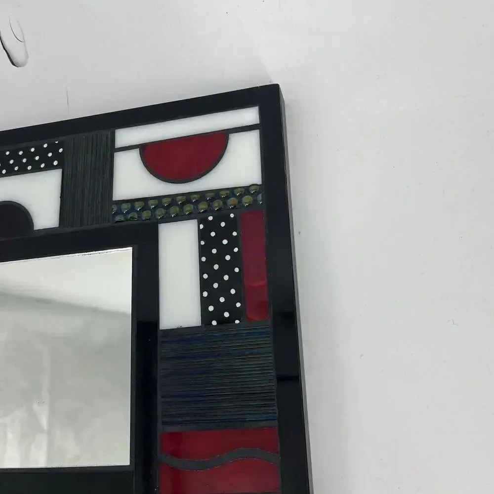 Mark Lewanski Mosaic Mirror Italianate Studio Art Glass Wall Decor Red Black